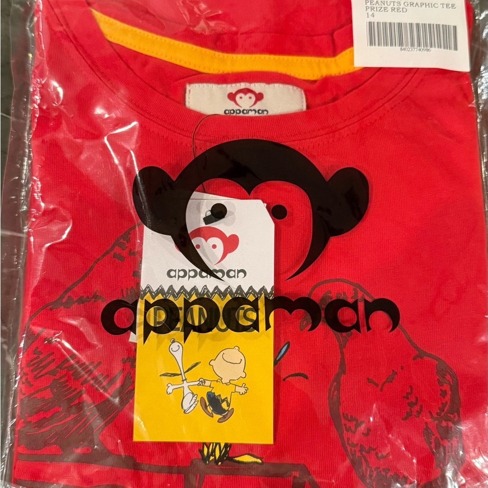 Appaman Peanuts collaboration Prize Red Graphic long sleeve tee size 14 (kids)